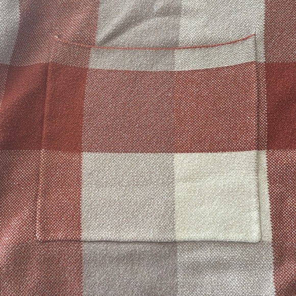 Tahari Rust/Grey Oversized Full Zip Plaid Poncho Sweater Size L/XL - Picture 5 of 5